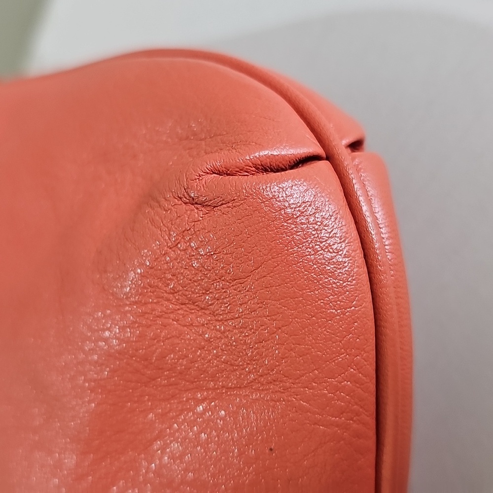 Coach Orange Smooth Leather Pleated Mini Bag/Convertible Wristlet EUC - Picture 9 of 16